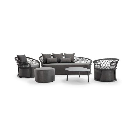 Cipro kerti bútor szett fekete/sötétszürke